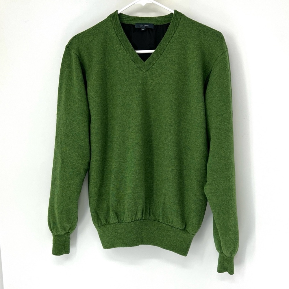 Turtleson men’s lined wool sweater v neck sweater medium